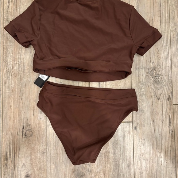 Fashion Nova Chocolate Two-Piece Swim Set Size Medium - Picture 4 of 5